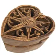 Sun Heart Secret puzzle Box Stash Jewelry Box Trinket Hand carved wood Bali art