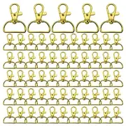 60Pcs Swivel Snap Hook D Ring, Metal Swivel Clasps Lobster Clasp Key Chain Gold