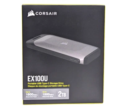 Corsair EX100U 2TB Portable Solid State USB Type-C Storage Drive CSSD-EX100U2TB