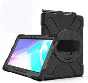 Case for Samsung Galaxy Tab Active Pro 10.1 T540 T545 T547, Military Grade [15 ft Drop Tested] Full-Body Shockproof Protective Cover with 360° Rotation Stand, Hand Strap & Pencil Holder (Black)