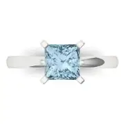 1.5 ct Princess Cut Gemstone Solitaire Promise Ring White Gold, Anniversary Gift