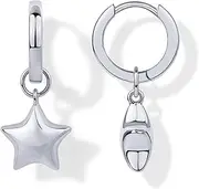 PAVOI 14K Gold Plated S925 Sterling Silver Post Lightweight Drop Dangle Huggie Hoop Earrings for Women | Star, Lock, Pearl, Cross, Lightening, Coin | Dainty Earrings