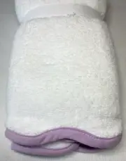 SIGRID OLSEN FINGERTIP TOWELS (2) WHITE PURPLE EDGE 12 X 18 100% COTTON NWT