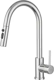 Decaura Polished Chrome Lead-Free Kitchen Mixer Taps Pull Out 3-Mode Metal Sprayer Laundry Sink Mixer Tap 360° Swivel Spout (Chrome)