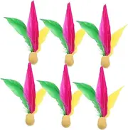 6pcs Long Hair Shuttlecock High Elastic Rubber Head Family-Friendly Replacement Birdies for Children Adults Outdoor Fun