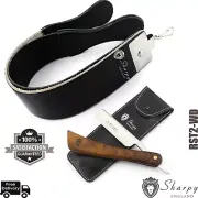 CLASSIC BARBER SALON STRAIGHT CUT THROAT WET SHAVING WOODEN RAZOR & STROP/ BELT