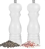 Salt and Pepper Grinder Set of 2 - Wood Salt and Pepper Mill with Adjustable Coarseness Ceramic Core - Manual Salt Grinders Refillable Spice Mills - Pepper Shakers for Sea Salt/Chili/Sesame, 6.5 Inch