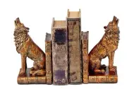Bellaa 26362 Decorative Bookends Howling Wolf Animal Cabin Farmhouse Vintage ...