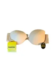 Vintage Wonderbra Strapless Deep Plunge Push Up NWT Size 34A Beige