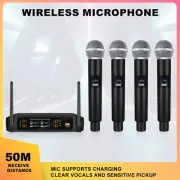 Pro 4 Channel UHF Wireless Handheld Microphone System for Karaoke Family Party