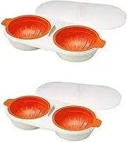 Microwave Eggs Poacher, 2 Cavity Microwave Egg Cooker, Perfect Poacher Microwavable 2-Cup Egg Poacher Cooking Kitchen Tools, Pack of 2