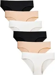 [Ayshie] Women's Soft Seamless Bikini Cut Underwear Ladies 6 Pack Ice Silk No Show Hipster Low Rise Half Back Invisible Panties