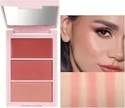 Blushers for Cheeks Make Up, 3 Colours Face Blush Eyeshadow Highlighting 3 In 1 Powder Blush Palette, Matte And Shimmer Powder Blush Palette With Mirror Long-Lasting Sweat-Resistant Blush Palette