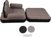 Dual Purpose Inflatable Sofa Chair Multifunction Folding Inflatable Sofa Bed and Inflatable Chair for Indoor Outdoor (Coffee Color)