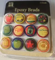New Epoxy 12 Brads Embellishments Scrapbooks Cards School #7020187