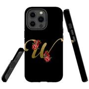 For Apple iPhone 13 Pro Max Case, Armour Back Cover, Embellished Letter W