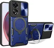 for Oppo A78 5G (6.56 Inch) Case Shockproof with Back Camera Slide Window Cover, FORZARMOR Ring Kickstand Armor Military Rugged Cover (Blue)