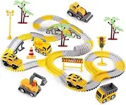 Kids Toys 305 PCS Construction Race Tracks Toy for 3 4 5 6 7 8 Year Old Boys Girls, 5 PCS Construction Truck Car and Flexible Track Play Set Create A Engineering Road Games Toddler Toys Birthday Gifts