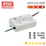 【基隆加特屋】明緯 MEAN WELL APC-25-500 恆流 電源供應器 15~50V 500MA 25W