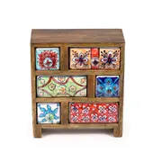 Wood and Ceramic 6 Jewelry Drawer - Hand Crafted With Love