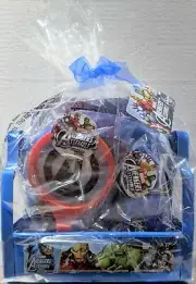 Marvel Avengers Assemble Caddy Gift Set Bubble Wand, Paddle Ball Water Shot NEW