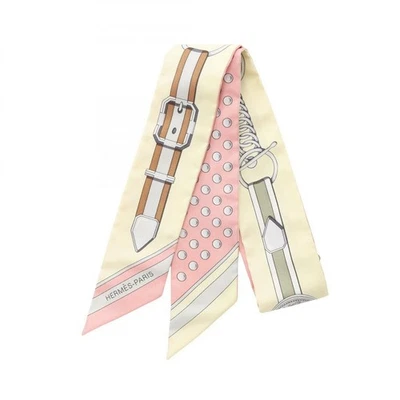 Hermes Twilly GRAND TRALALA scarf clothing silk silk women's beige / pink / mult