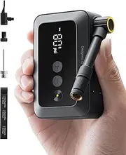 HOTO Mini Bike Tire Pump, 25s Fast Inflate Bicycle Pump with Guage, 150PSI Portable Electric Bike Air Pump with Presta and Schrader Valve for Road Bike, Motorcycle, Mountain Bike, Car, Sports Ball