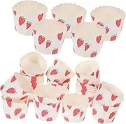 Ipetboom 50pcs Muffin Baking Cups High Temperature Resistant Paper Cupcake Liners for Weddings Birthdays and Celebrations Strawberry Design