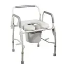 Steel Drop Arm Bedside Commode with Padded Seat and Arms