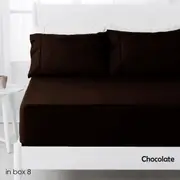Hotel Living 250TC Polyester Cotton Fitted Sheet Set Single 35cm Wall (Chocolate, Latte)