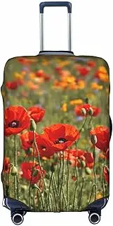 [Pvinnk] poppy flowers Print Protective Luggage Cover Elastic Washable Suitcase Protector Travel Gear Protector, White, Medium