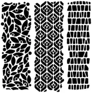 Really Great Stencils, Chunky Borders Stencil, 6" x 6", Flowers, Lined Up