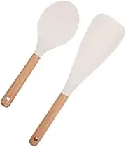 HEALEEP 2Pcs Silicone Rice Paddle Spoon Ergonomic High Temperature Resistant Rice Scoopers for Household Use Wear Resistant Kitchen Utensils for Easy Serving and Cleanup