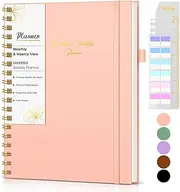 Undated Weekly and Monthly Planner, B5 Large Weekly To Do List Notebook with Goal & Habit Tracker Organizer, Hardcover Spiral Bound Blank Monthly Planners for Work School Home 7.4" x 9.64" Pink