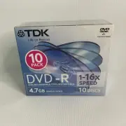 Blank Discs New Sealed TDK DVD-R 4.7GB 10 Pack Data And Video