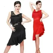 Lady Latin Dance Dress Salsa Tango Ballroom Costume Lace Tassels Rumba Show Sexy
