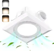 Bathroom Exhaust Fan with Light, Quiet Square Bathroom Vent Fan with Adjustable