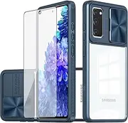 Phone Case for Samsung Galaxy S20 FE Gaxaly S 20 FE 5G UW 6.5 inch with Tempered Glass Screen Protector Cover and Camera Cover 360 Full Body Slim Clear Glaxay S20FE5G S20FE 20S Fan Edition 4G G5 Blue
