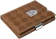 [EXENTRI] Leather Trifold Wallet in Chess - RFID Blocking w/Stainless Steel Locking Clip