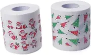 Healvian Santa Claus Patterned Bathroom Decor Christmas Tree Paper Roll Patterned Toilet Paper