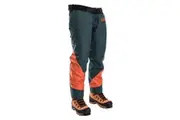 Clogger Defender Pro Water & Oil Resistant Zipped Chainsaw Chaps C71Z (Green/Orange, L)