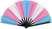 [Strongest Link] Transgender Pride Large Striped Folding Hand Fan