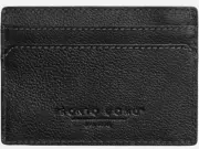 Pronto Uomo Front Pocket Card Case Wallet RFID SECURE Men Black Pebbled