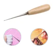 Leathercraft Awl Pinpoint Hole Punching Wooden Handle Sewing Leather Craft Tool