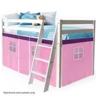 Wooden Kids Single Loft Bed Frame Hiding Space Underneath with Interchangeable P