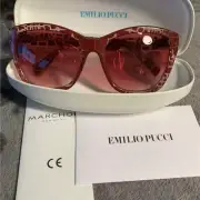 Emilio Pucci Brown Animal Print Sunglasses W/Case