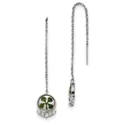 Sterling Silver Plat. Plated Clover Epoxy & Shell Cz Post Earrings