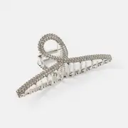 Diamante Metal Loop Claw Hair Clip - Silver Tone