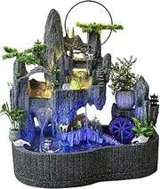 Outdoor Courtyard Fountain with LED Lights Rockery and Flowing Water Ornaments Fish Pond Indoor Freestanding Fountain