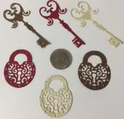 LOCK & KEY Die-Cuts(6pc) Victorian•Steampunk•Filagree•Card Making •Scrapbooking•